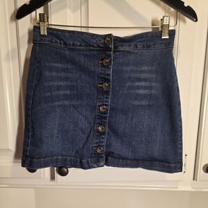 Indigo Blue Button-Up Mini Skirt
